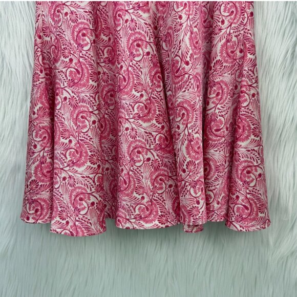 J. Crew Silky Flare Slip Skirt Pink Dandelion Swirl Sz S Trumpet‎ Midi Coquette - Picture 9 of 16